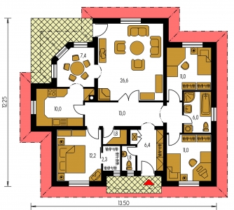 Plan de sol du rez-de-chaussée - BUNGALOW 71